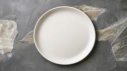 Matte white plate against a minimal stone background, clean and modern, perfect for highlighting colorful food