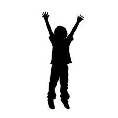 child with arms outstretched to the sides silhouette vector illustration transparent background