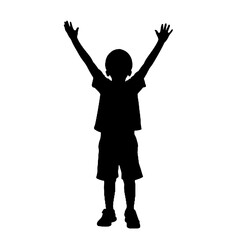 child with arms outstretched to the sides silhouette vector illustration transparent background