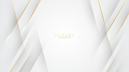 Poster - Luxury abstract white background with golden lines