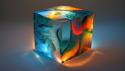 Luminous Abstract Glass Cubes Showcasing Radiant Edges