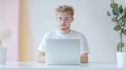a sleek software engineer coding on a transparent screen in a neon-lit office