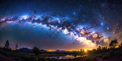 Wall Mural - stunning panoramic view of the milky way at night, stars, galaxy, space, universe, night sky, astron