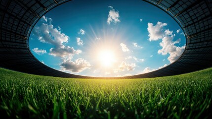 Wall Mural - A stadium with solar panels integrated into the roof, generating renewable energy and reducing reliance on fossil fuels.