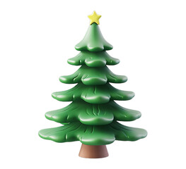 Wall Mural - 3D Christmas Tree with star on png transparent background