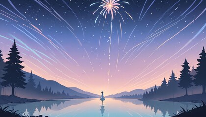 Happy new year eve Elegant fireworks illustration background 