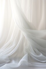 Wall Mural - Soft, flowing white fabric drapes create an ethereal atmosphere.