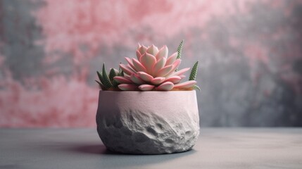 Pink Succulent in a Stone Pot