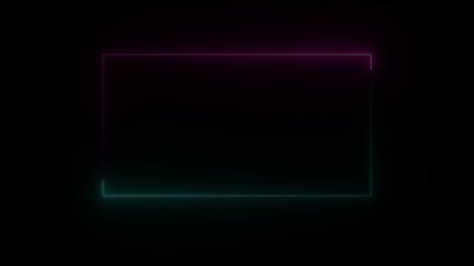 Wall Mural - rectangle picture frame with two tone neon color motion graphic. blue and pink light for overlay ele