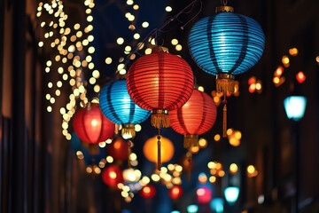 Poster - Festive Night in Beijing with Fusion of Chinese Lanterns and Christmas Lights  