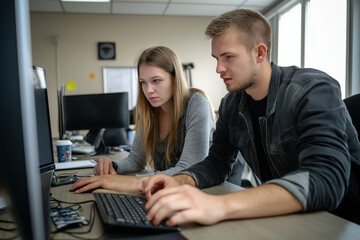 business professionals working on a project as a team in the office for work