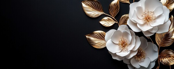 Wall Mural - Elegant White Floral Arrangement on Dark Background