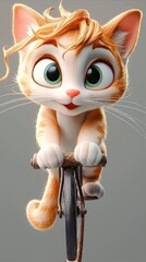 Poster - Cute Cartoon Cat Riding a Bicycle