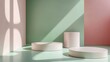 © MdAnontoIslam - Modern Abstract Geometric Stages with Pastel and Neon Lighting for Minimalist Artistic and Futuristic Set Design Featuring Circular Platforms, Soft Shadows, and Vibrant Colors in Contemporary Spaces