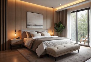 Wall Mural - bedroom with bed