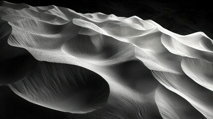 Abstract Monochrome Dunescape with Curved Shapes