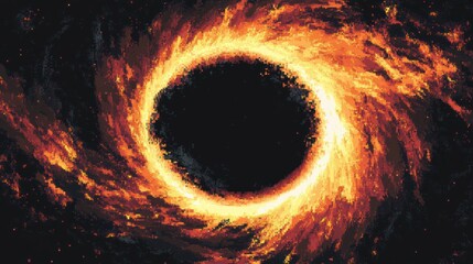 Wall Mural - Digital Art Depiction of a Blazing Ring Around a Black Hole