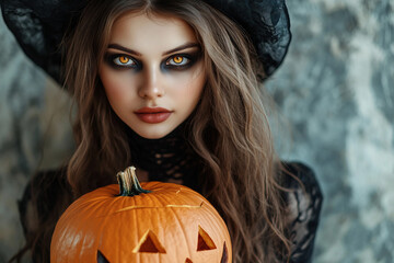 Canvas Print - scary personage with spooky makeup for a halloween party generative ai