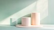 © MdAnontoIslam - Minimalist Abstract Architecture with Pastel and Neon Lighting Featuring Geometric Shapes, Circular Platforms, and Soft Shadows for Futuristic and Artistic Stage Design