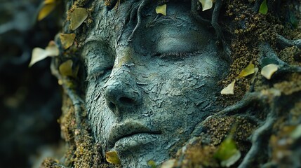 A Dreamy Face Emerging From Nature: A Surreal Digital Artwork