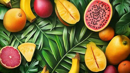 Tropical Fruit Collage