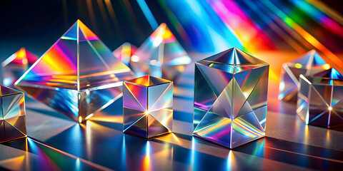 Canvas Print - prismatic symphony: crystal geometry in vibrant rainbow light