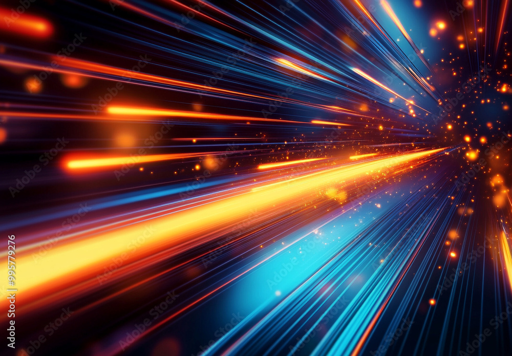 abstract background featuring dynamic blue and orange light streaks ...
