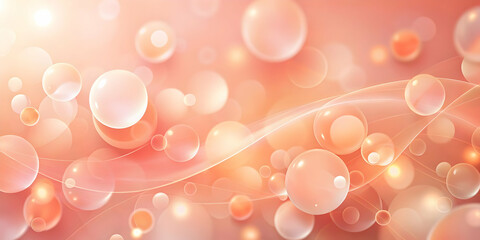 Wall Mural - peach bubbles dream: abstract background with soft, glowing peach bubbles floating in a dreamy, wavy