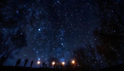 Wall Mural - twinkling stars in the dark night sky