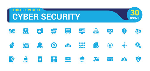 Wall Mural - cyber security filled icons set. data protection, spam, secure, security and more, filled icon set, 