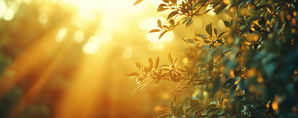 Golden Sunlight Filtering Through Lush Green Leaves