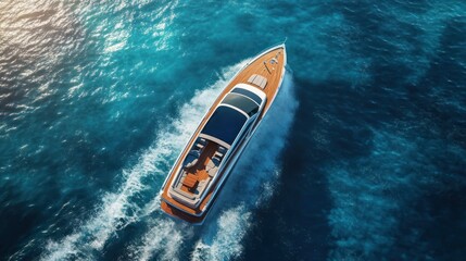 An elegant luxury yacht glides through turquoise waters under the sun.