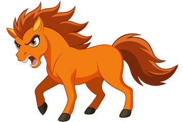 Rearing Horse with Fiery Eyes and Flowing Mane, Vector Illustration, Wild Stallion, Dynamic Horse Art, Equestrian Design