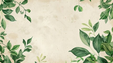 Wall Mural - The background is plain and beige, with some green leaves and branches partially visible around the edges of the frame