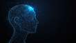 © AngrySun - Polygonal futuristic mesh with human head model. Artificial intelligence, connection technology. Generative AI