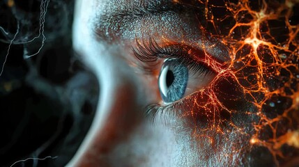 Poster - Close Up of a Glowing Human Eye - Abstract Digital Art