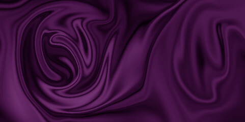 Abstract smooth fabric canvas cloth satin silk. Modern flowing pattern rich clothing luxury and stylish wave silk. Purple color flowing curve and shiny silk. 