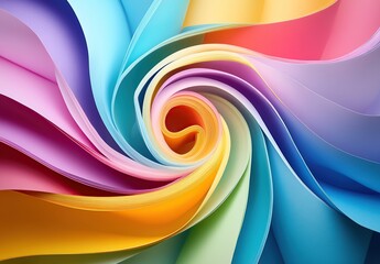 Wall Mural - abstract colorful paper ribbons in a spiral shape background
