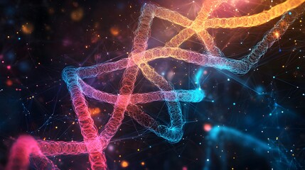 Template for science and technology presentation. Plexus style background. 