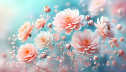 Wall Mural - Pastel paradise of stunning flowers against a dreamy, soft-hued background