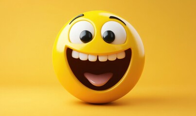 Open mouthed emoji with visible teeth showing an expression of excitement or surprise Yellow round face conveying a sense of craziness and vibrant emotion