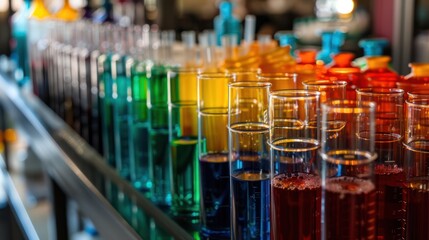 science laboratory test tubes colorful solution