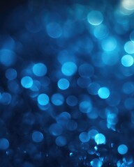 Poster - defocused abstract blue bokeh with unique festive lighting
