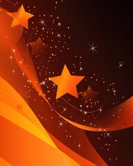 Wall Mural - dark orange 2d cartoon design featuring vibrant stars decorative illustration on an abstract templat