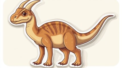 Wall Mural - Cartoon illustration of a Parasaurolophus dinosaur character for sticker design