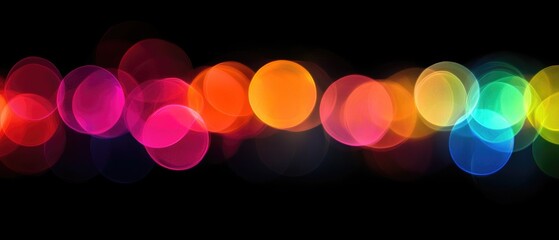 Wall Mural - abstract blurred rainbow circles on a black background