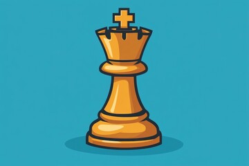 Bishop chess piece icon in a 2D cartoon style representing strategy and logic through a playful design