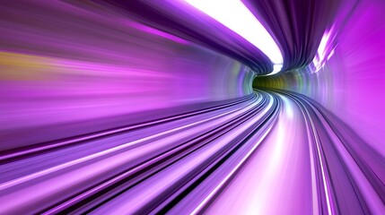 Abstract, blurred purple speed motion background. Blurry lights futuristic tunnel interior design