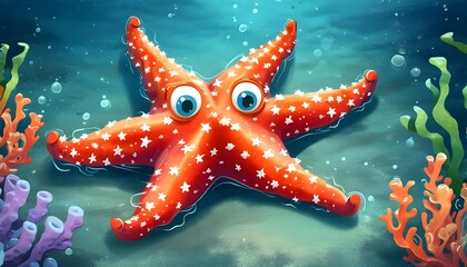 Wall Mural - Colorful Sea Star Illustrations for Kids Clothing, Wallpapers, and Decor