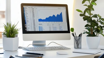 Analyzing Financial Data: Charts and Analytics on Computer Screen